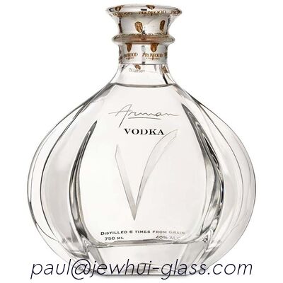 คุณภาพ  Arman Vodka Brandy Glass Bottle Round Shaped Alcohol Bottle 1000ML โรงงาน
