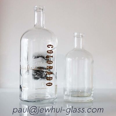 คุณภาพ  375ml Large Alcohol Bottle Clear Glass Bottles For Liquor Bourbon โรงงาน